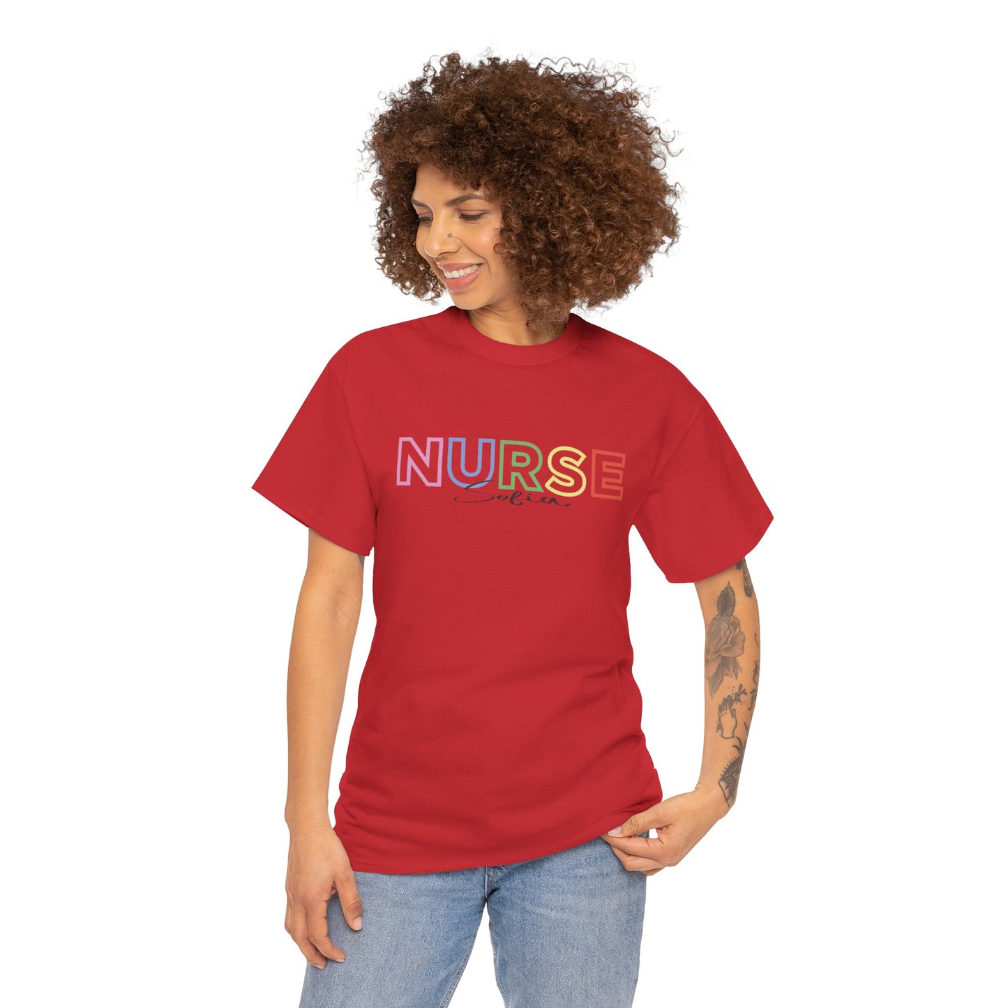 Nurse with Name Unisex Heavy Cotton Tee