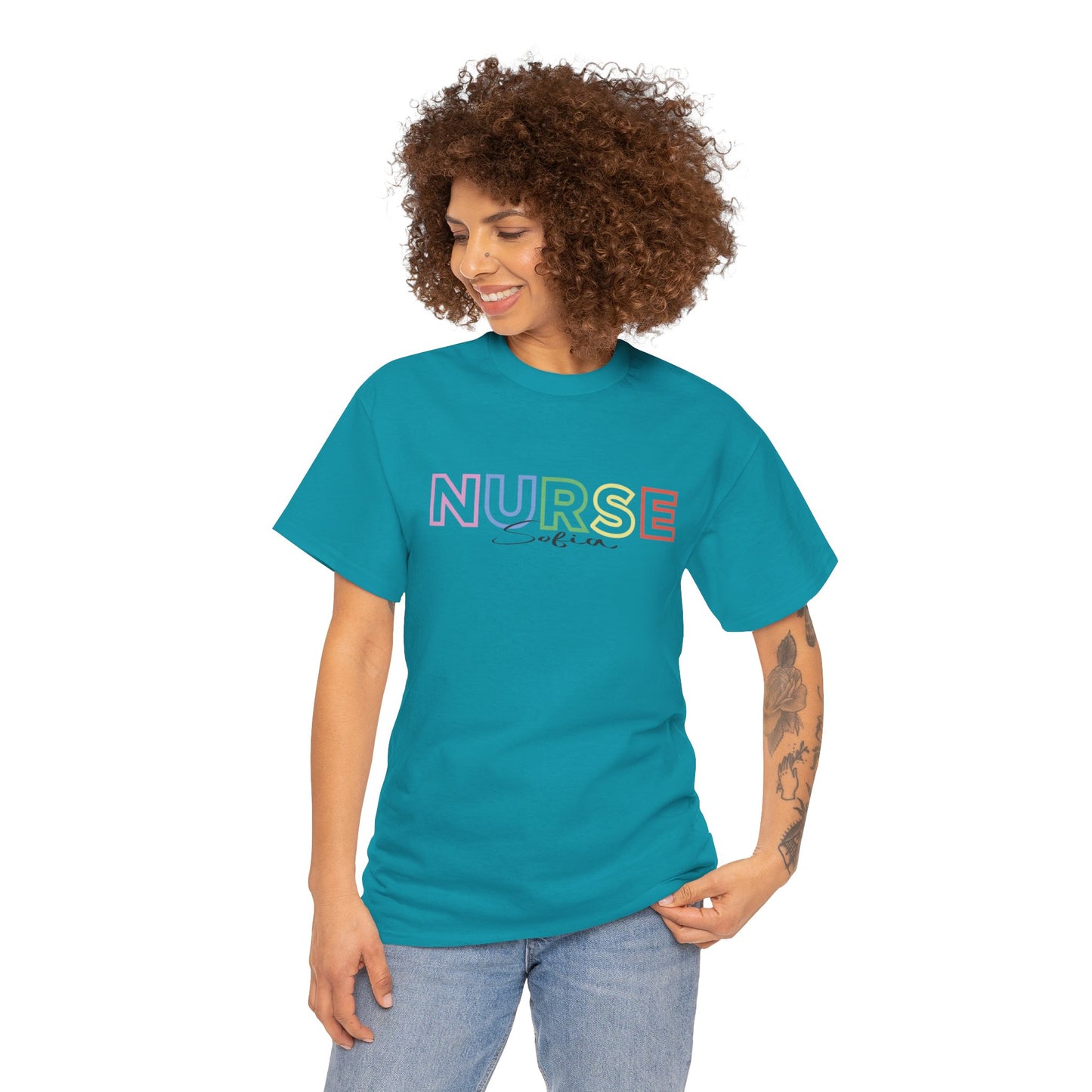 Nurse with Name Unisex Heavy Cotton Tee