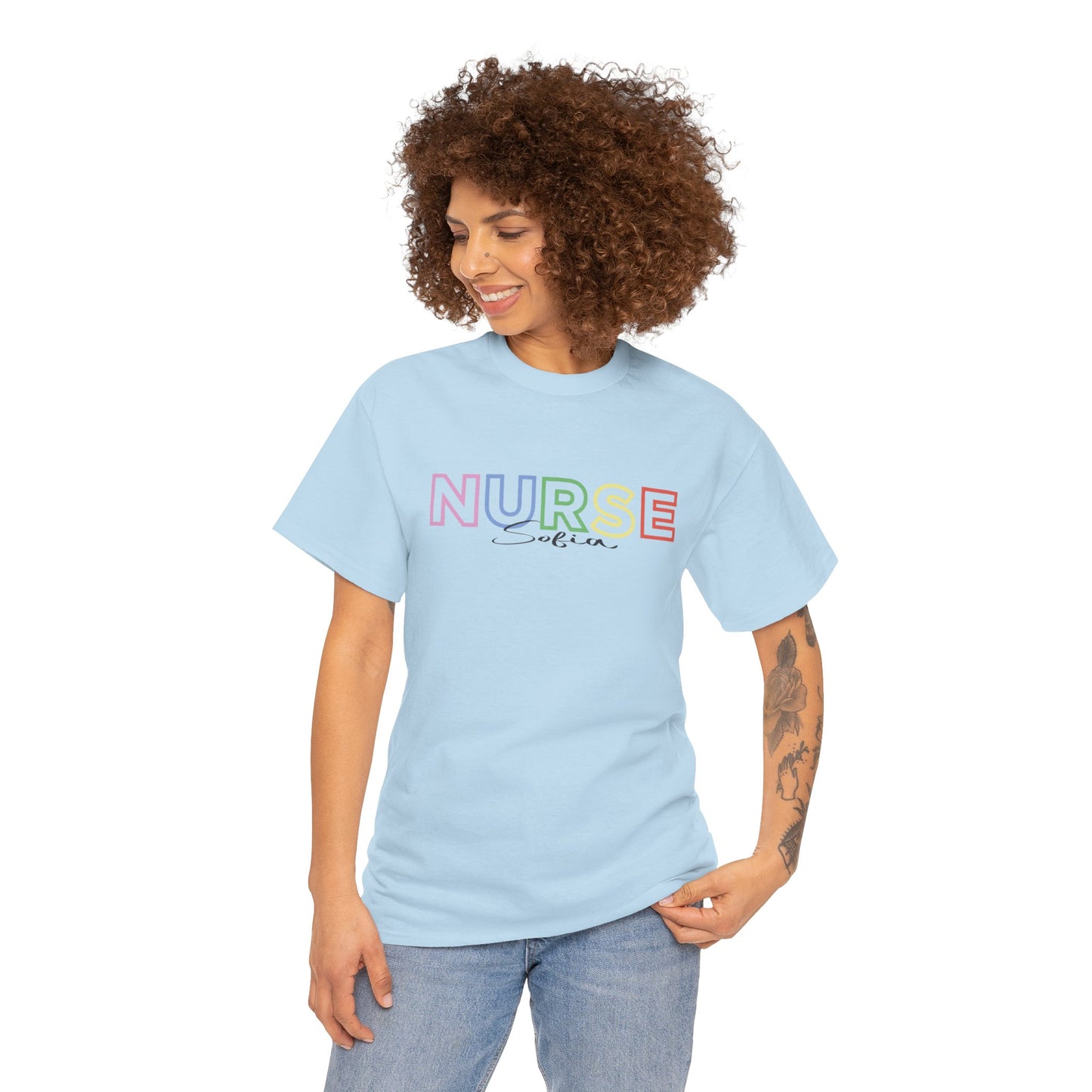 Nurse with Name Unisex Heavy Cotton Tee