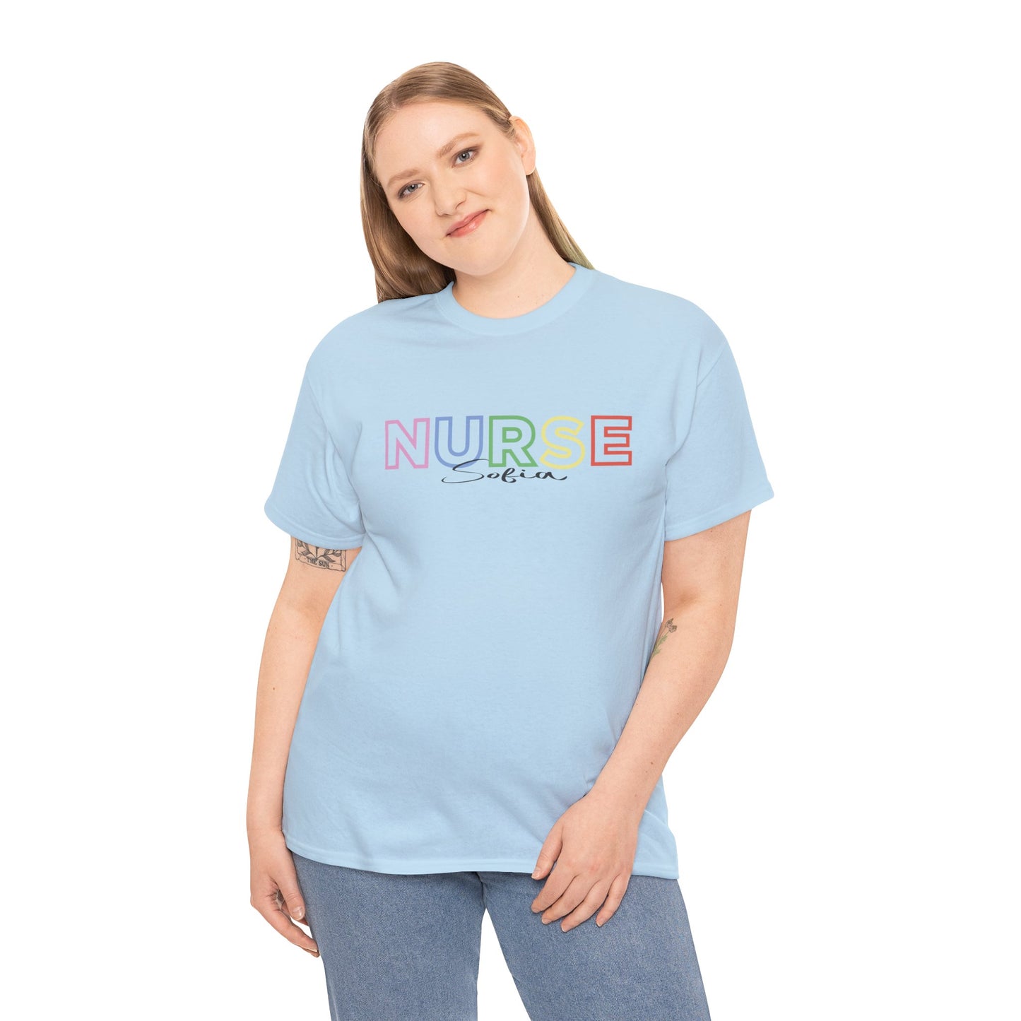 Nurse with Name Unisex Heavy Cotton Tee