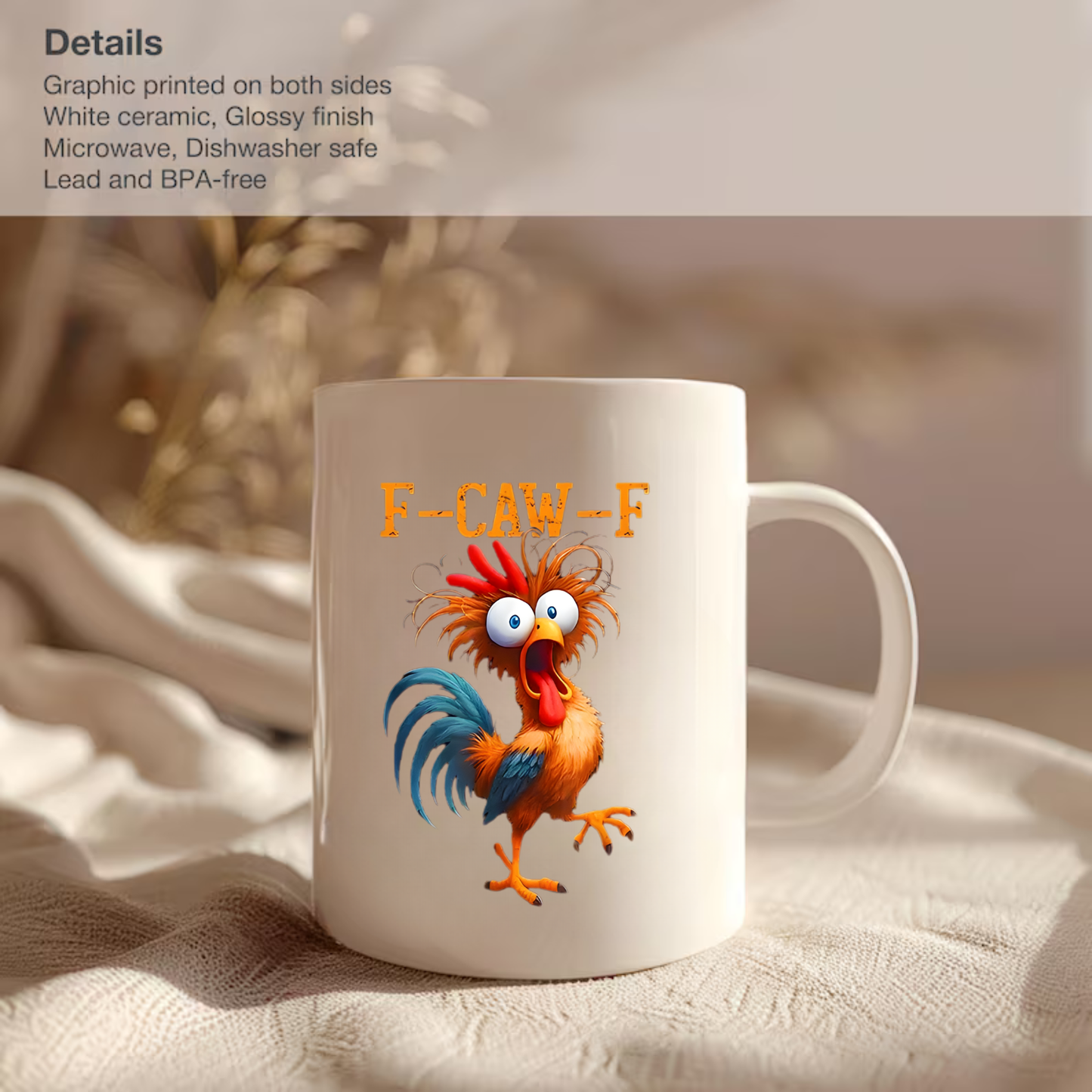 Funny F-Caw-F Chicken- Personalized Funny Gifts For Best Friends, Coworker, Work Bestie - My Resting Squawk Face - Funny F-Caw-F Chicken Humor Mug