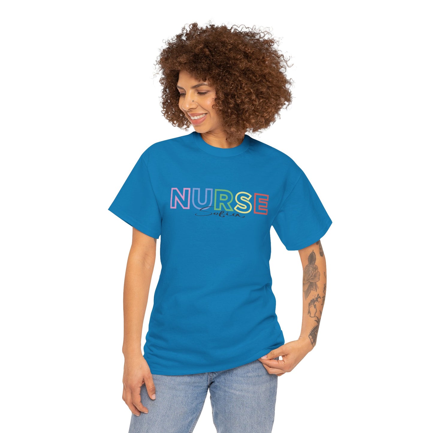 Nurse with Name Unisex Heavy Cotton Tee