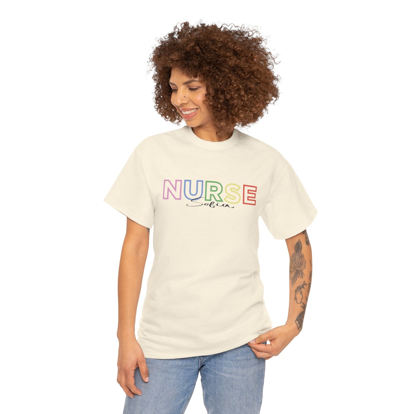 Nurse with Name Unisex Heavy Cotton Tee