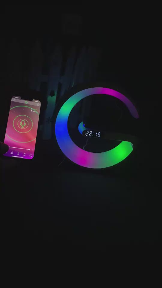 2023 New Intelligent G Shaped LED Lamp Bluetooth Speake Wireless Charger  Atmosph