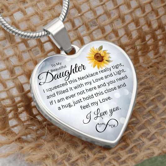 To my Beautiful Daughter, Heart Necklace, With engraving option.