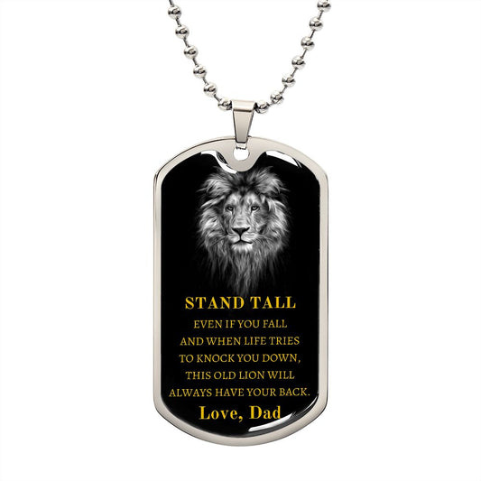 Encouraging Lion Military Dog Tag, From Dad