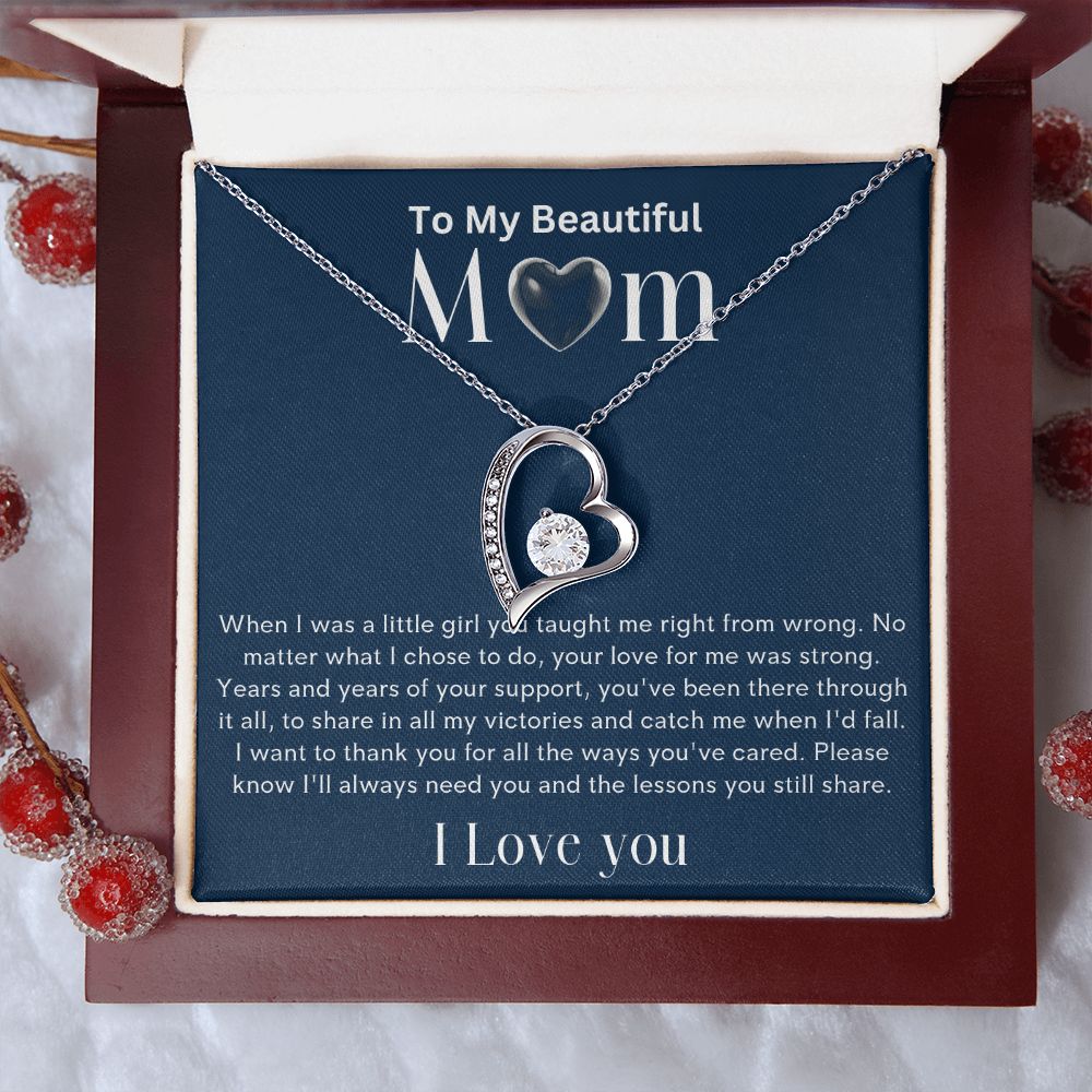 To my Beautiful Mom Heart Necklace