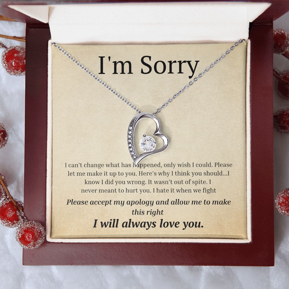 White Gold Forever Love Necklace, I'm sorry gift, sorry gift