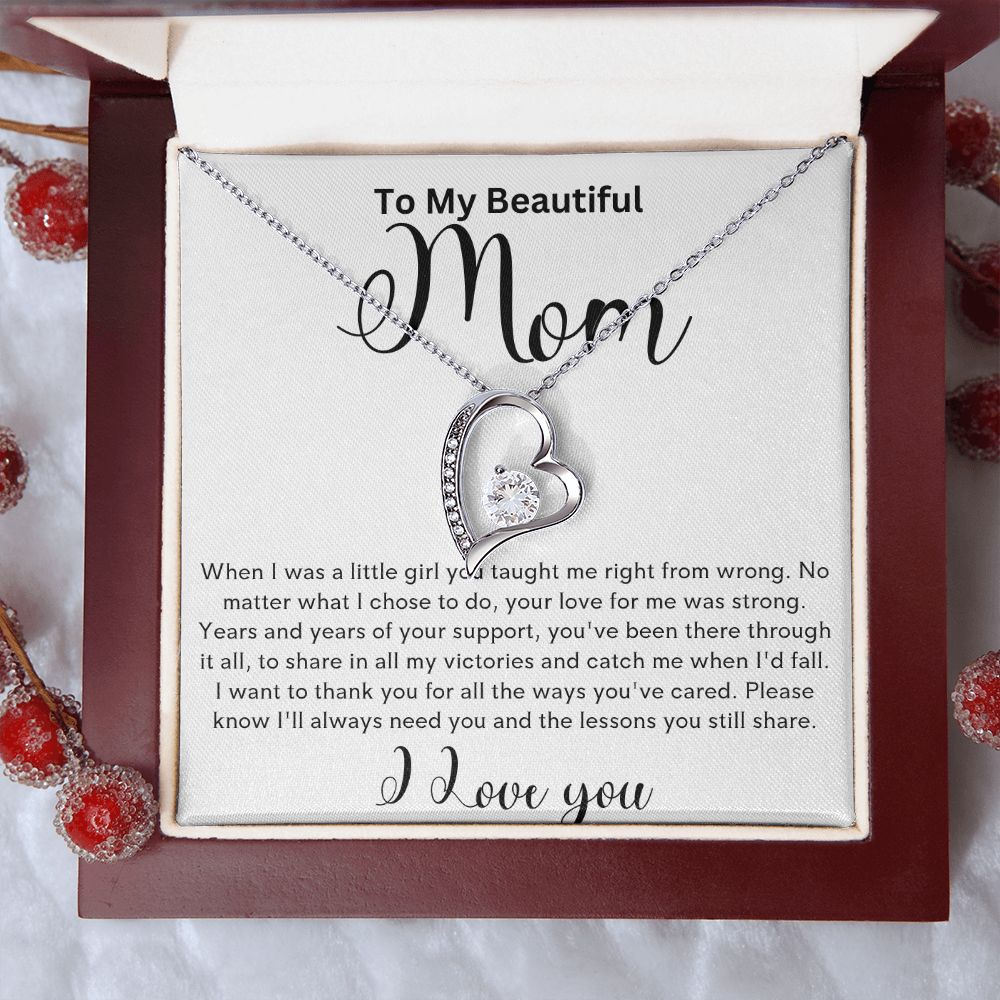 To my Beautiful Mom Heart Necklace