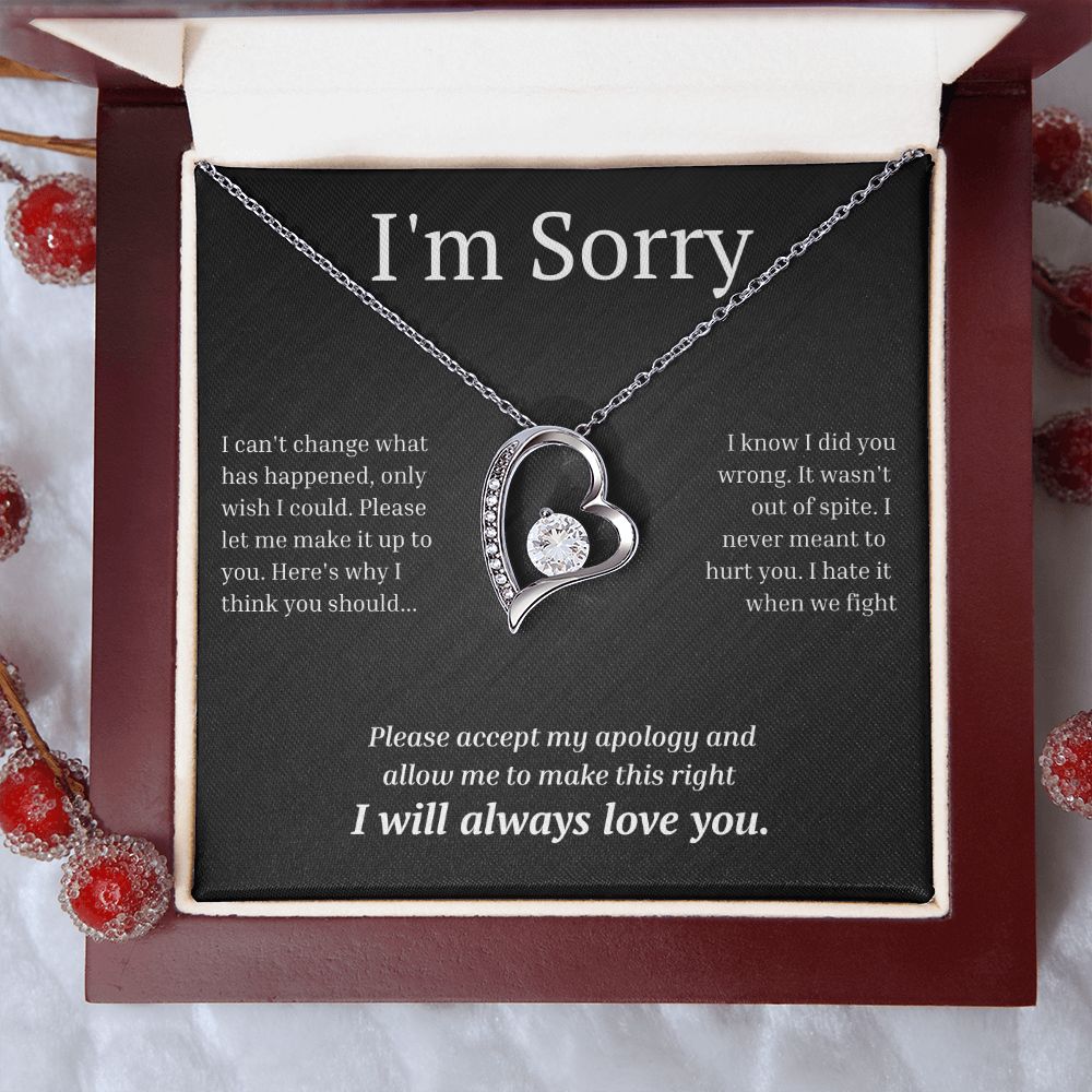 White Gold Forever Love Necklace, I'm sorry gift, sorry gift