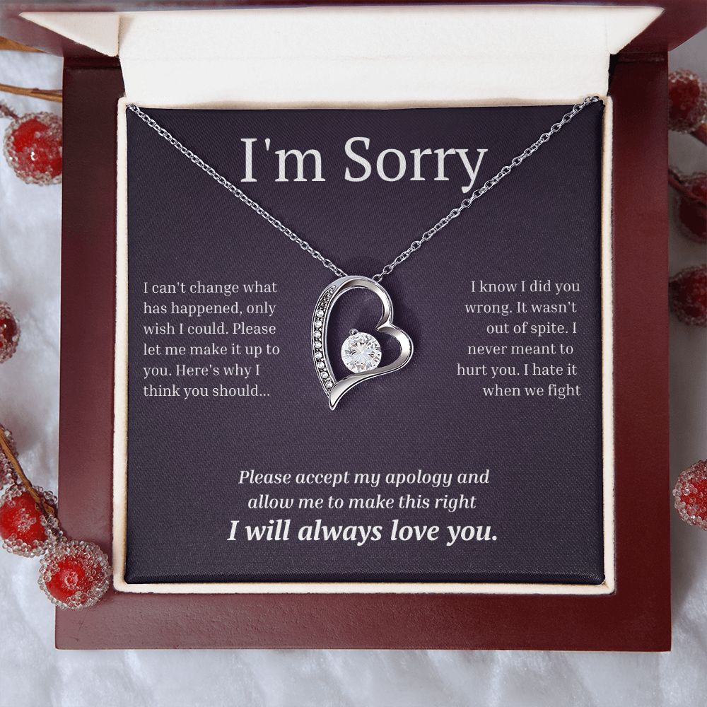 White Gold Forever Love Necklace, I'm sorry gift, sorry gift