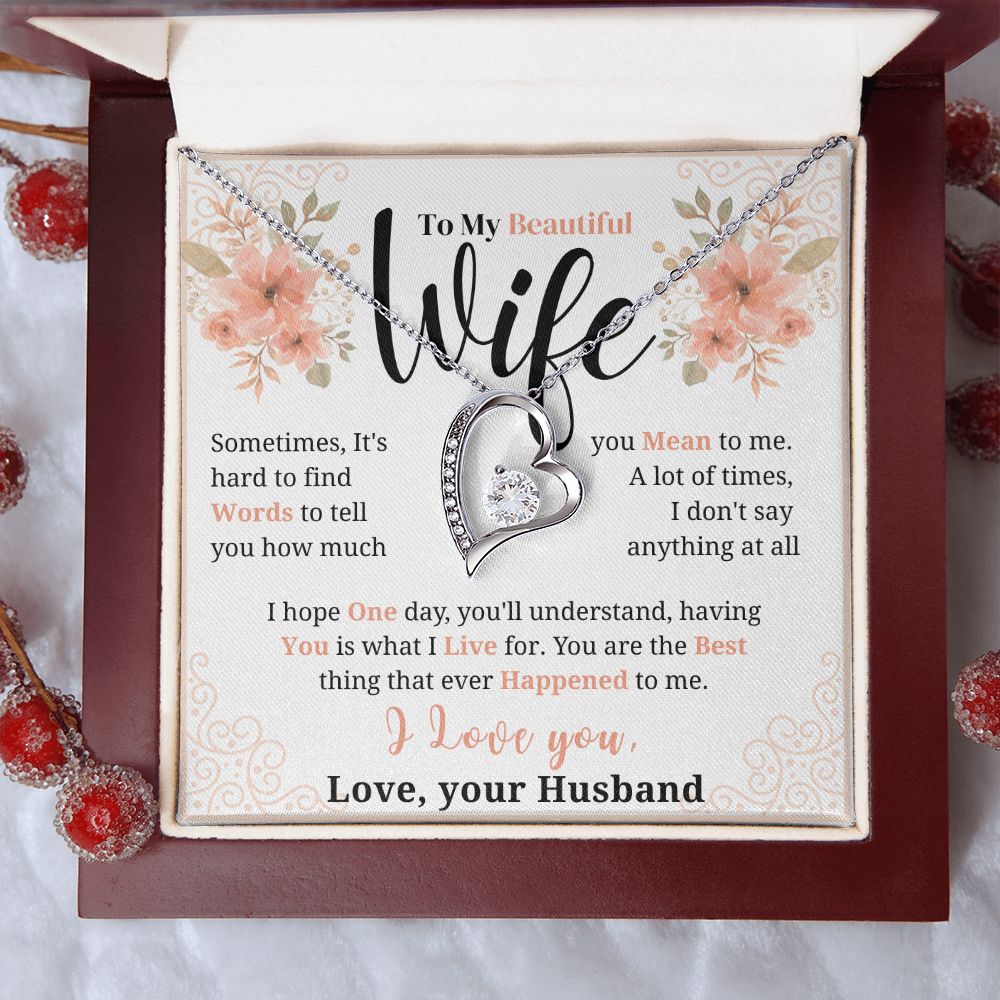 To my Beautiful Wife Necklace, Forever Love Necklace, From Husband