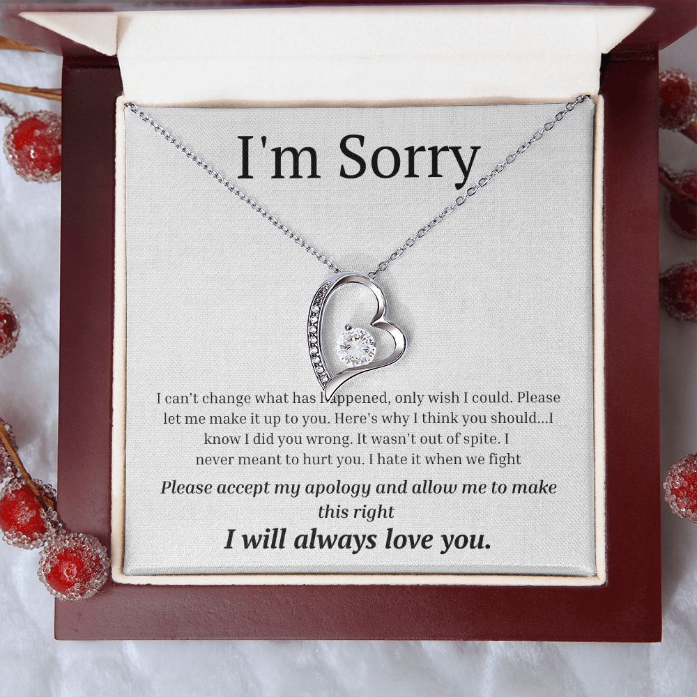 White Gold Forever Love Necklace, I'm sorry gift, sorry gift