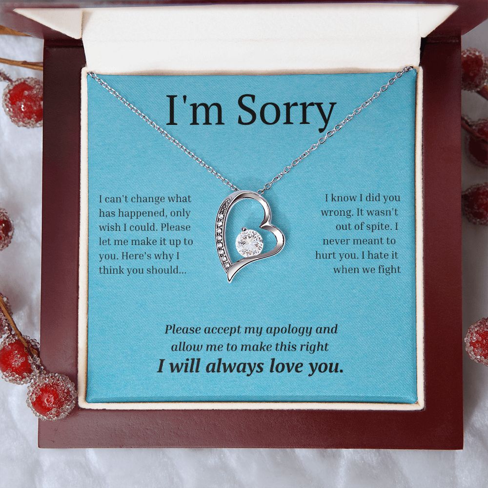White Gold Forever Love Necklace, I'm sorry gift, sorry gift