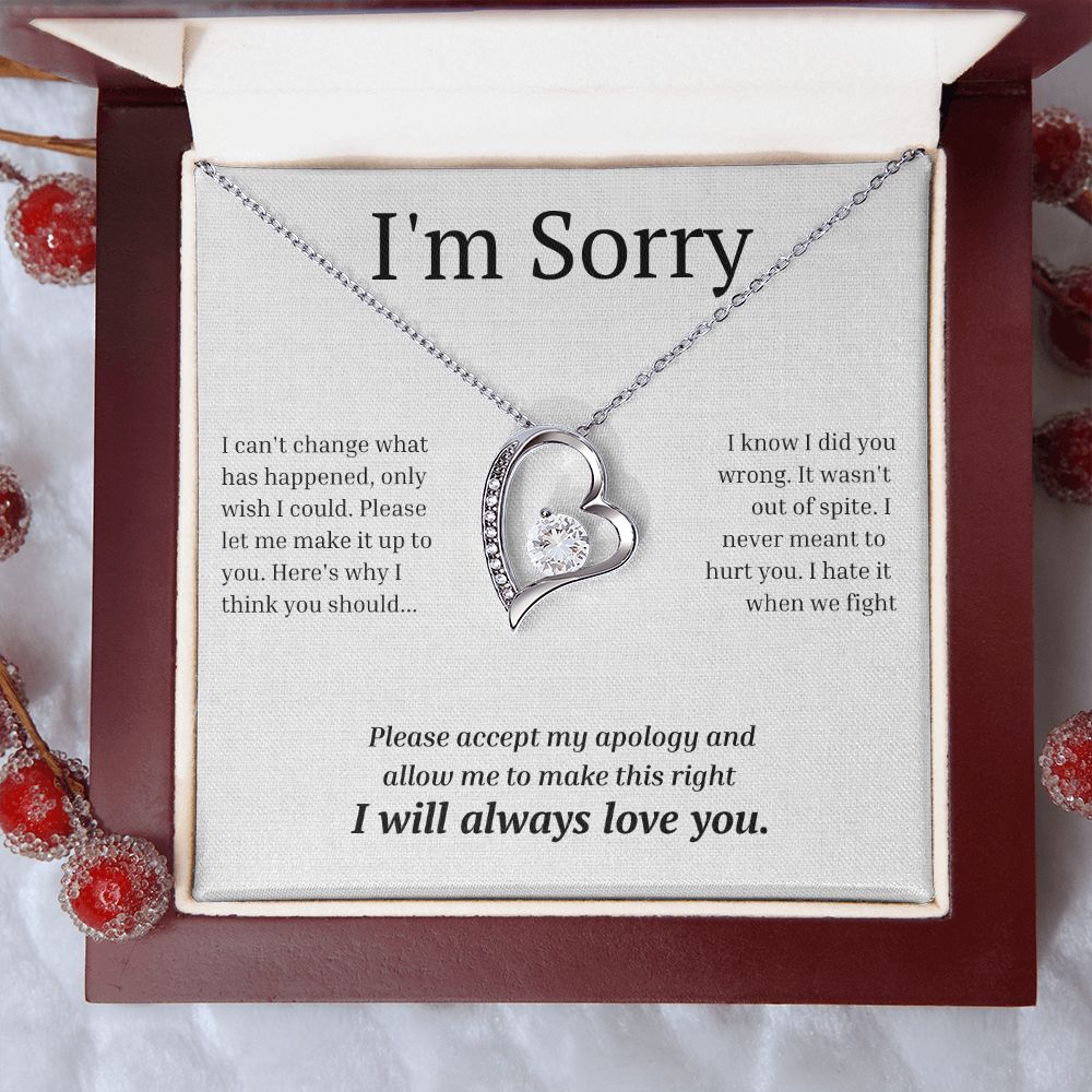 White Gold Forever Love Necklace, I'm sorry gift, sorry gift