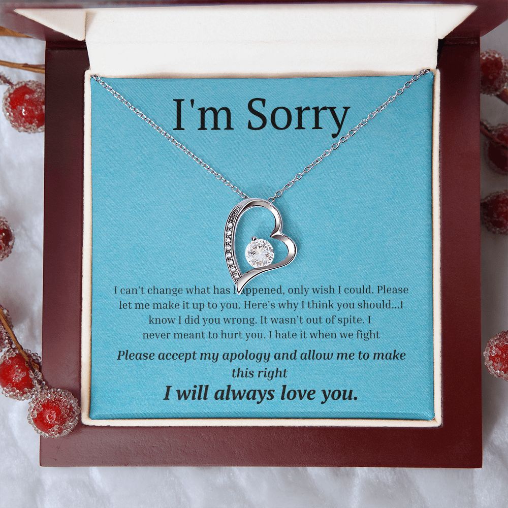 White Gold Forever Love Necklace, I'm sorry gift, sorry gift