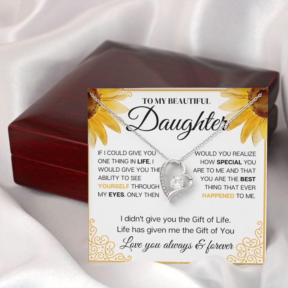 To my Beautiful Daughter, Sunflower, Necklace for her, Perfect gift for her