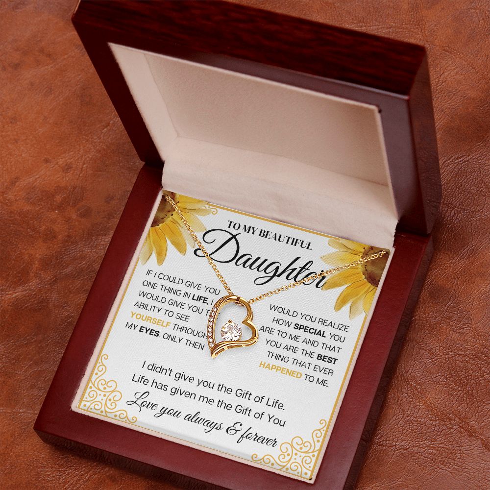 To my Beautiful Daughter, Sunflower, Necklace for her, Perfect gift for her