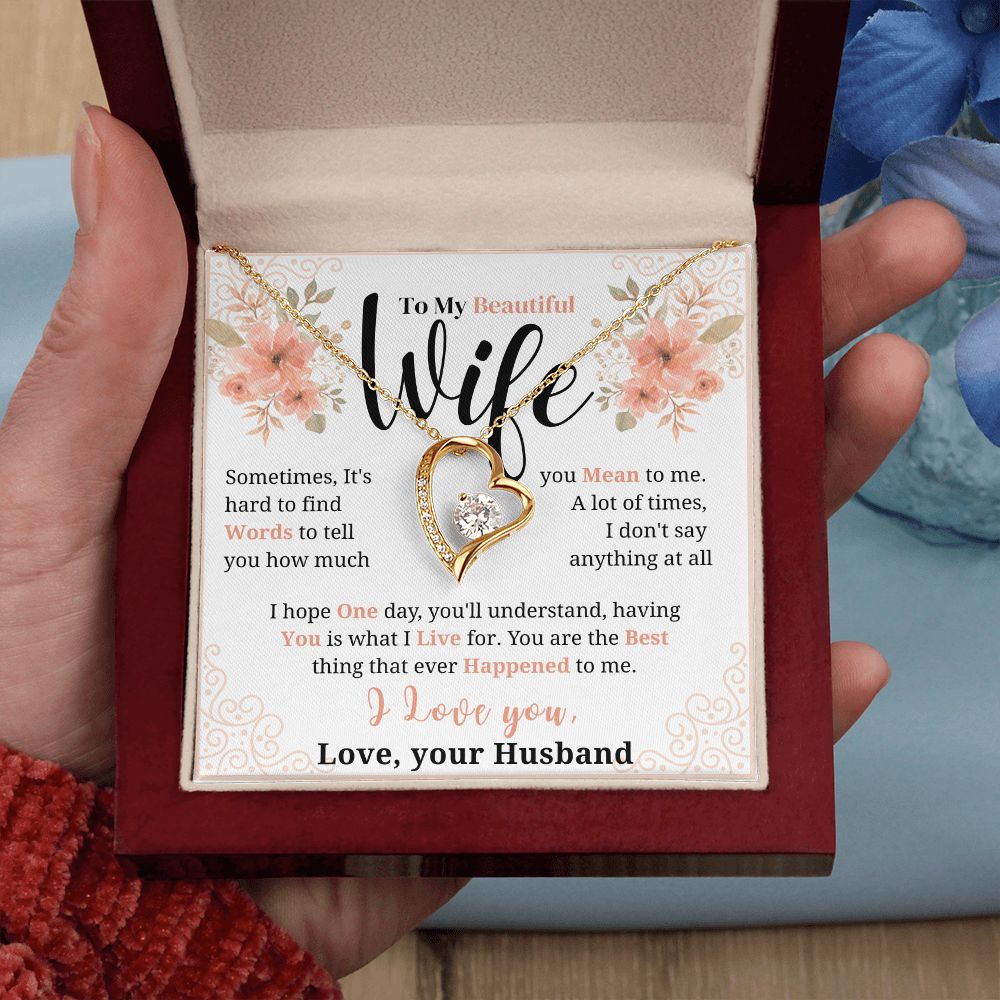 To my Beautiful Wife Necklace, Forever Love Necklace, From Husband