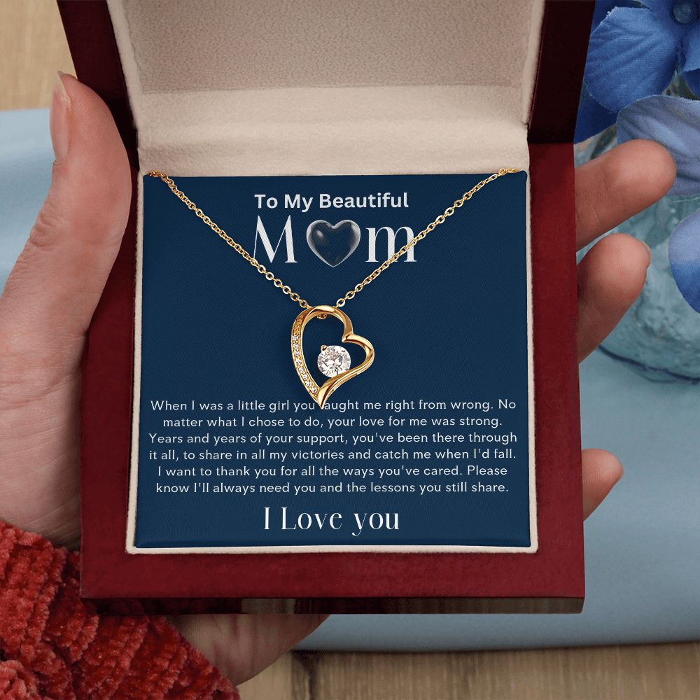 To my Beautiful Mom Heart Necklace