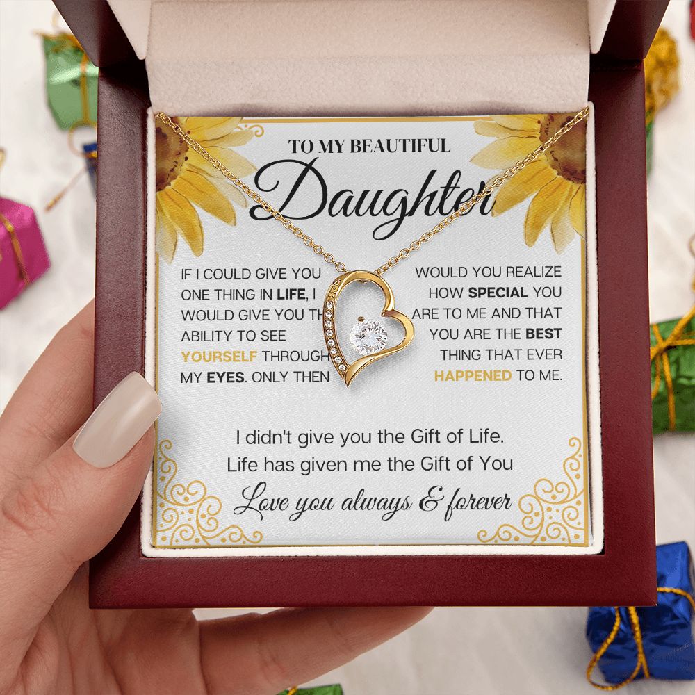 To my Beautiful Daughter, Sunflower, Necklace for her, Perfect gift for her