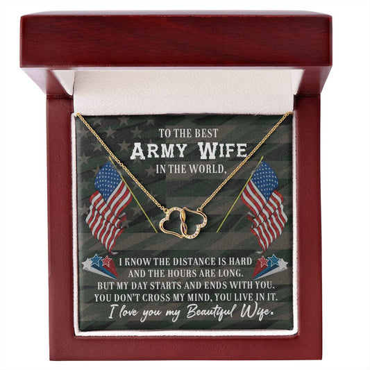 Everlasting Love 10K solid gold, to the best army wife in the world, necklace, Personalized gifts