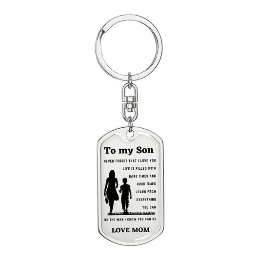 To my Son from Mom Dog tag Keychain