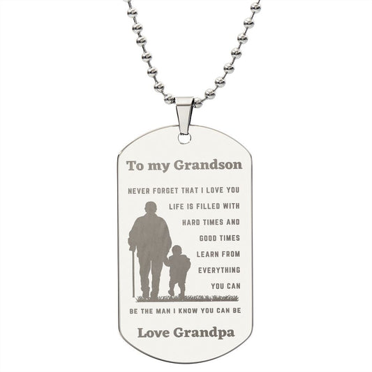 Engraved To my Grandson From Grandpa Dog Tag
