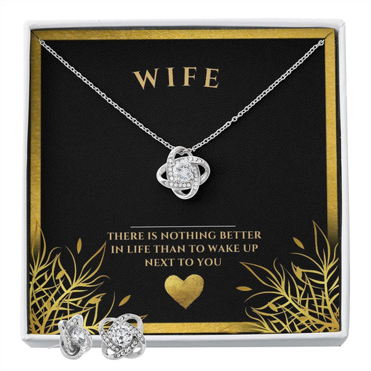 Wife Love knot necklace and earrings set, wife gift, special gift, Personalized gifts