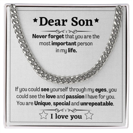 Cuban link chain, For him, Dear Son, For My son, To my Son gift