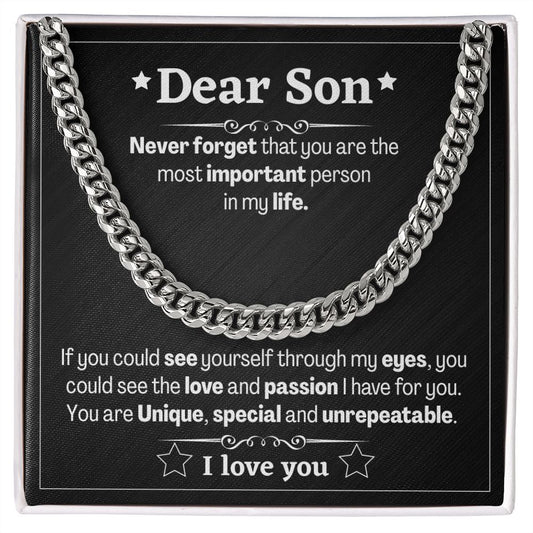 Cuban link chain, For him, Dear Son, For My son, To my Son gift