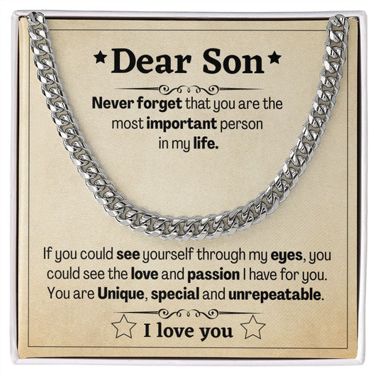 Cuban link chain, For him, Dear Son, For My son, To my Son gift