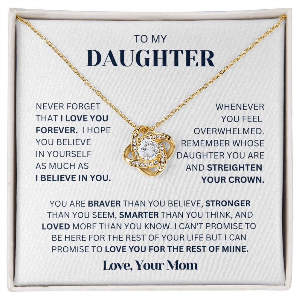 To my Daughter From Mom Necklace, Love Knot Necklace
