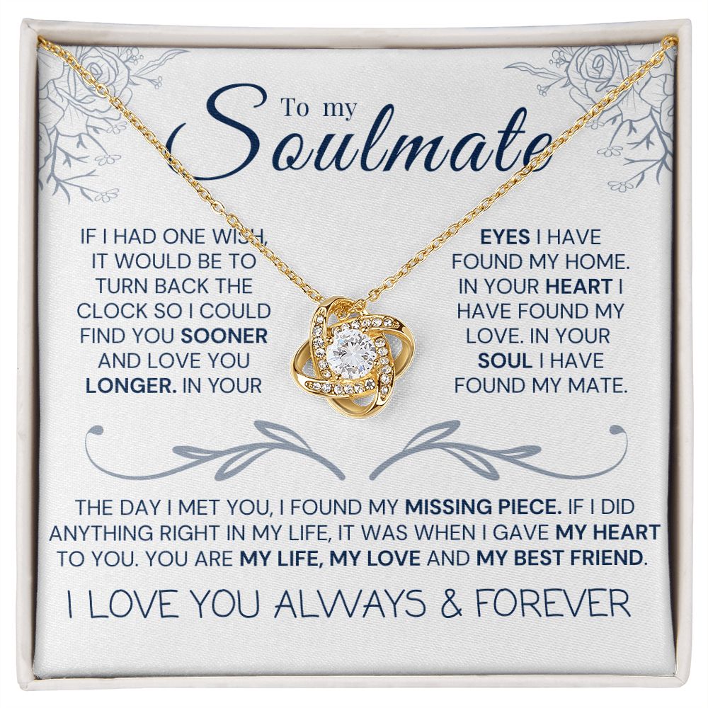 To my soulmate, love knot necklace