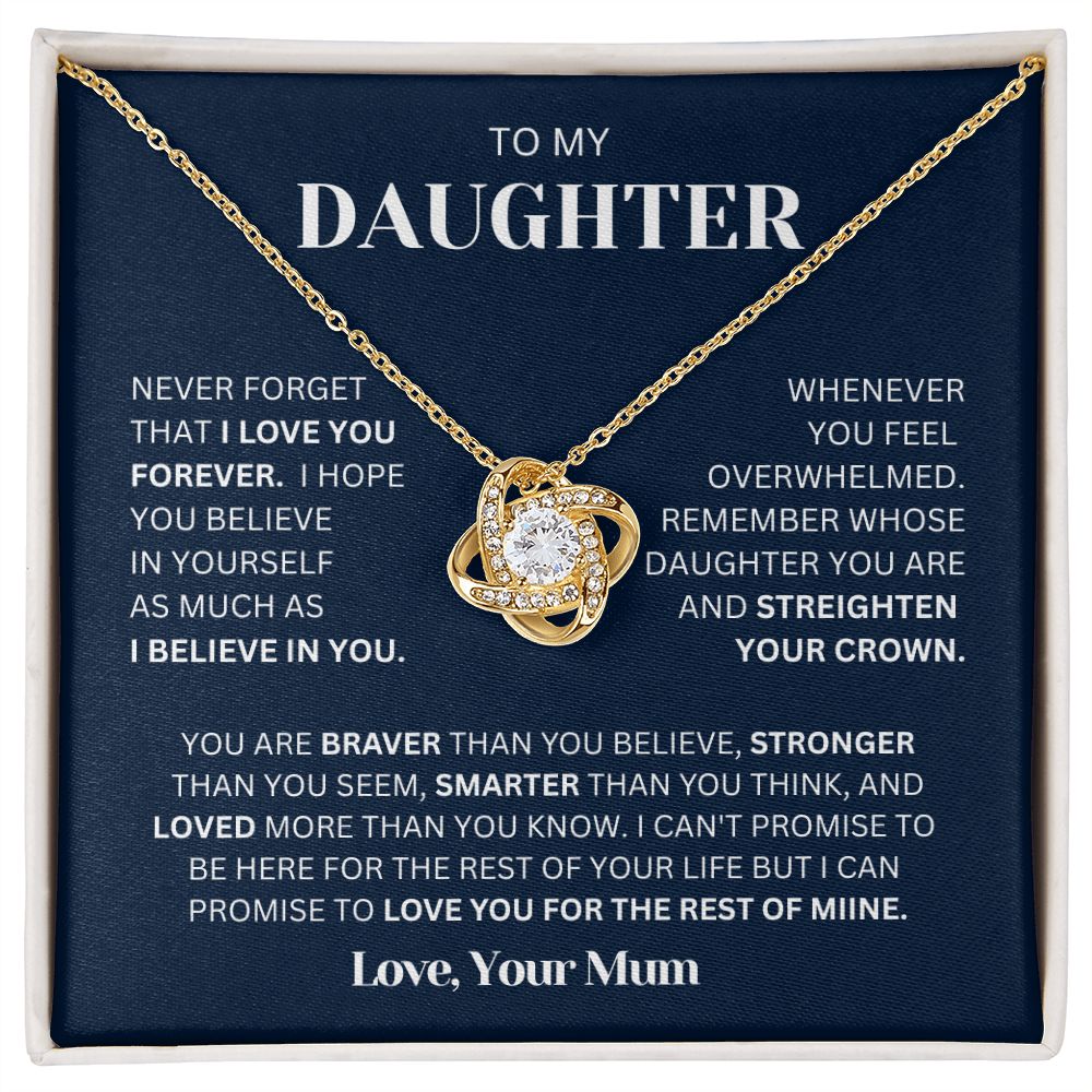 To my Daughter From Mom Necklace, Love Knot Necklace