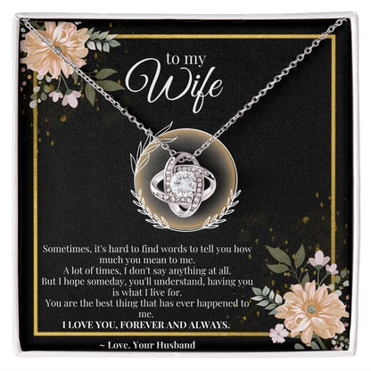 Love knot necklace, Wife gift, personal message gift,
