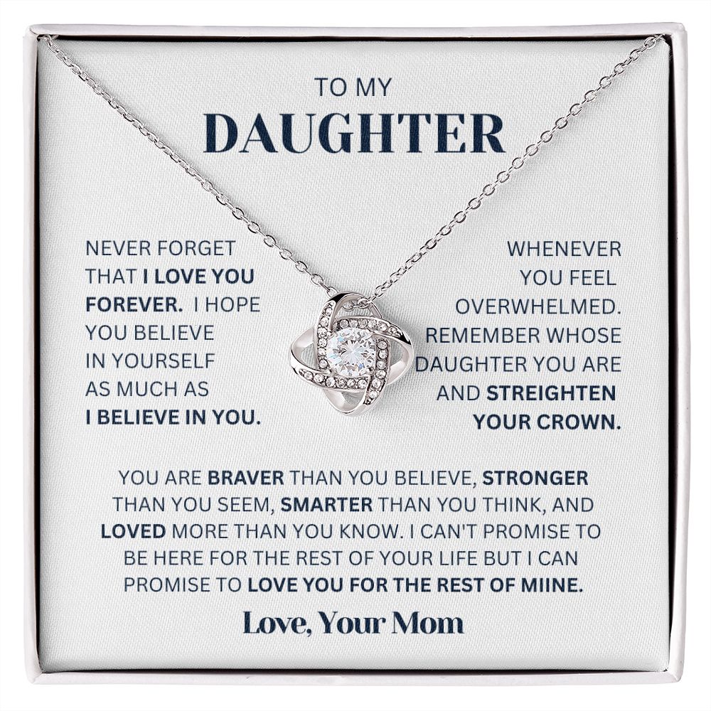To my Daughter From Mom Necklace, Love Knot Necklace