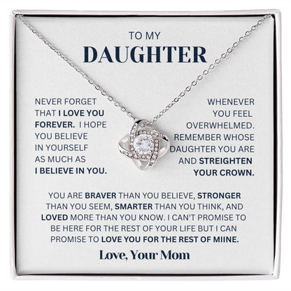 To my Daughter From Mom Necklace, Love Knot Necklace