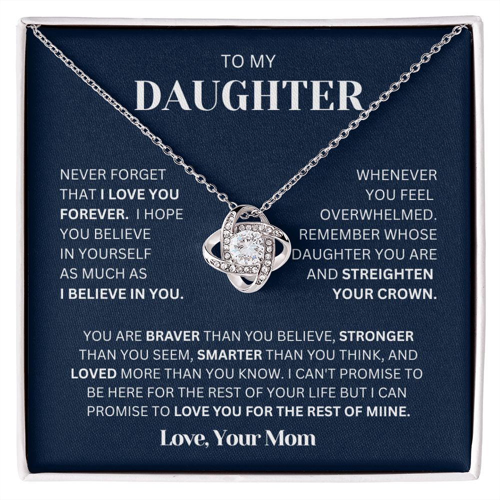 To my Daughter From Mom Necklace, Love Knot Necklace