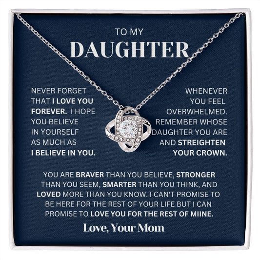 To my Daughter From Mom Necklace, Love Knot Necklace