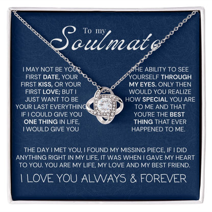 Love Knot Necklace, To my Soulmate necklace, VD