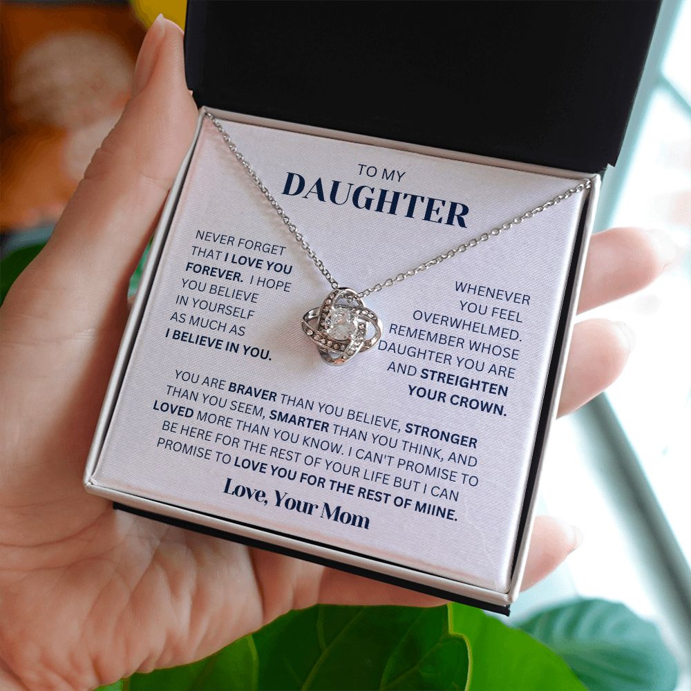 To my Daughter From Mom Necklace, Love Knot Necklace