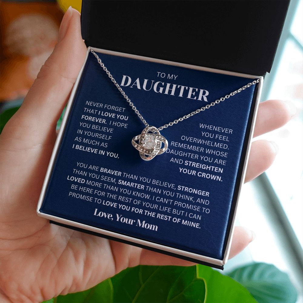 To my Daughter From Mom Necklace, Love Knot Necklace