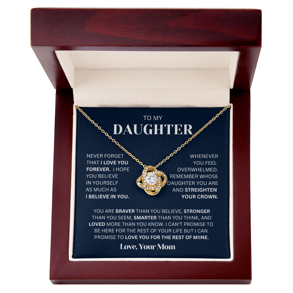 To my Daughter From Mom Necklace, Love Knot Necklace