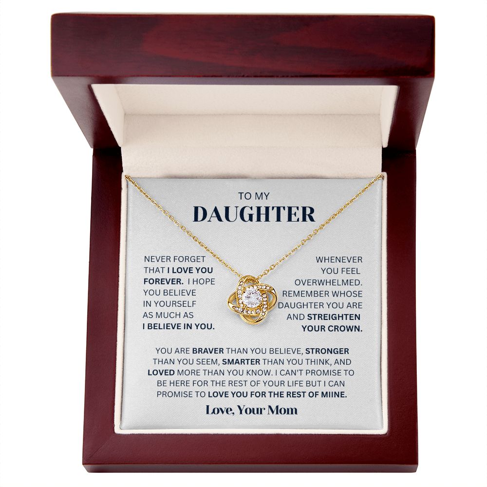 To my Daughter From Mom Necklace, Love Knot Necklace