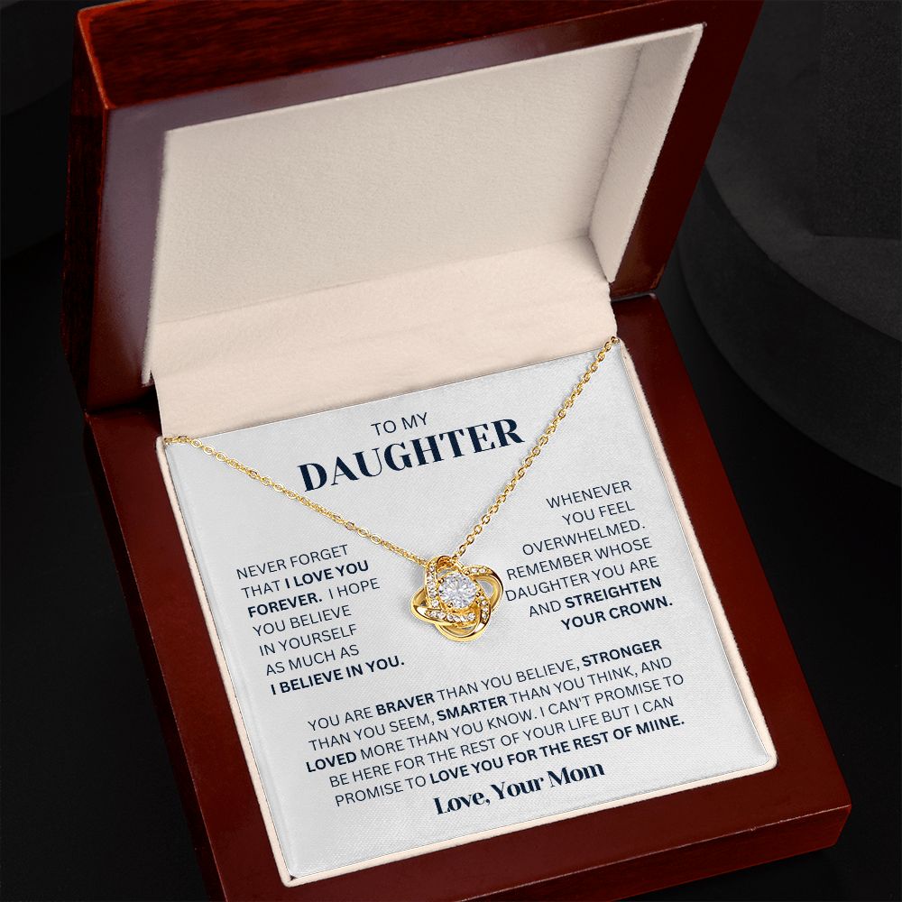 To my Daughter From Mom Necklace, Love Knot Necklace