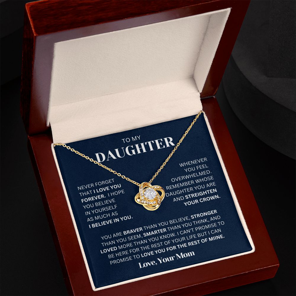 To my Daughter From Mom Necklace, Love Knot Necklace