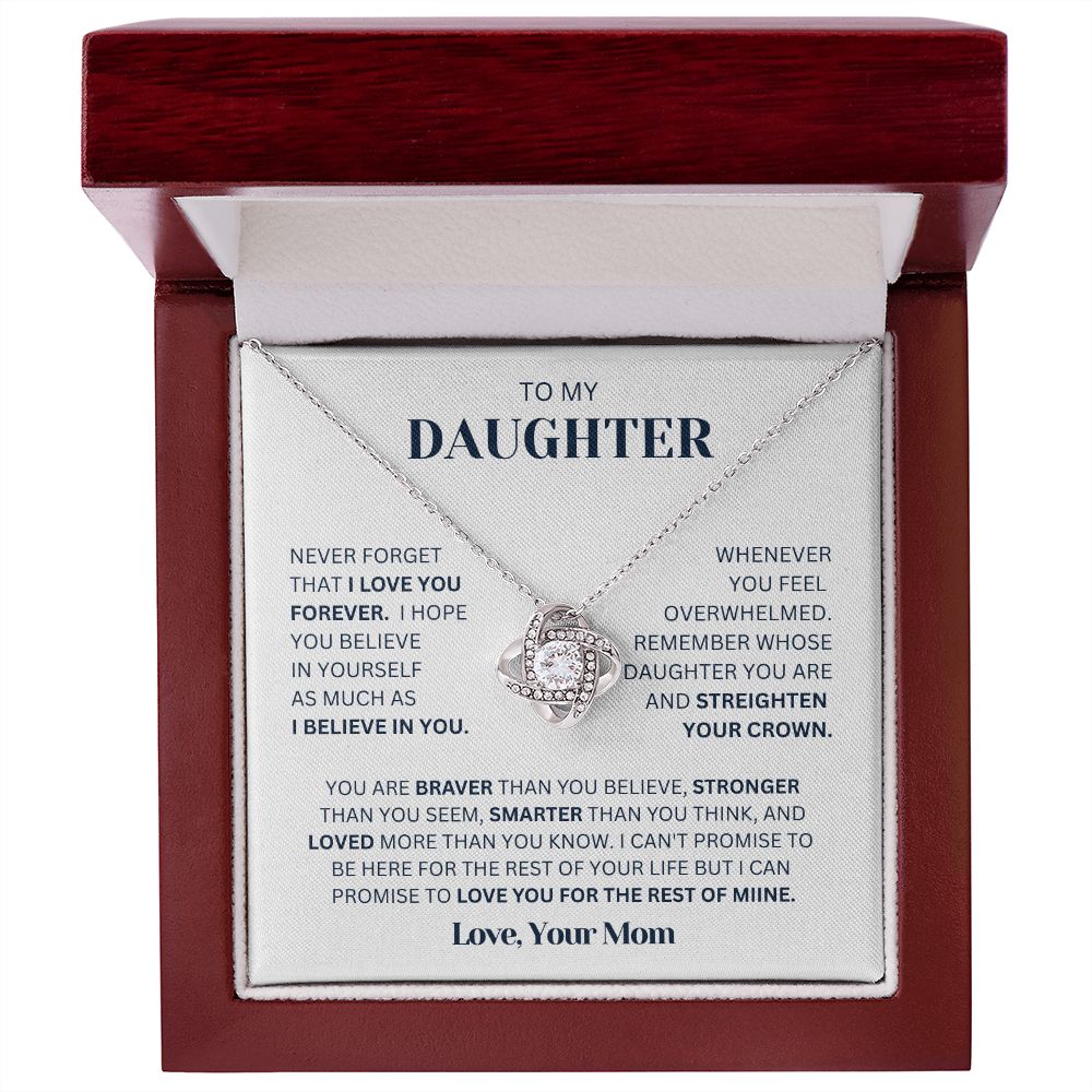 To my Daughter From Mom Necklace, Love Knot Necklace
