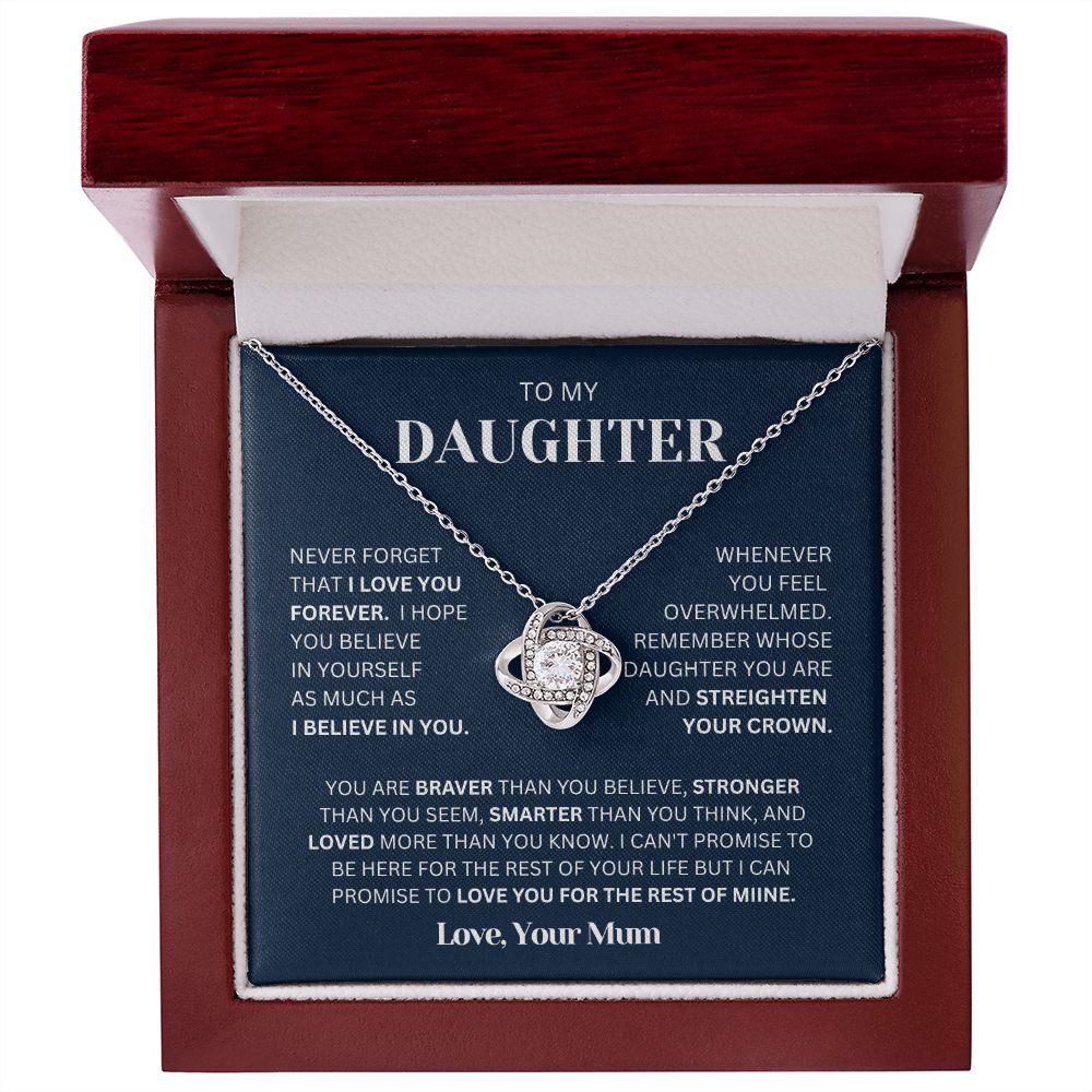 To my Daughter From Mom Necklace, Love Knot Necklace