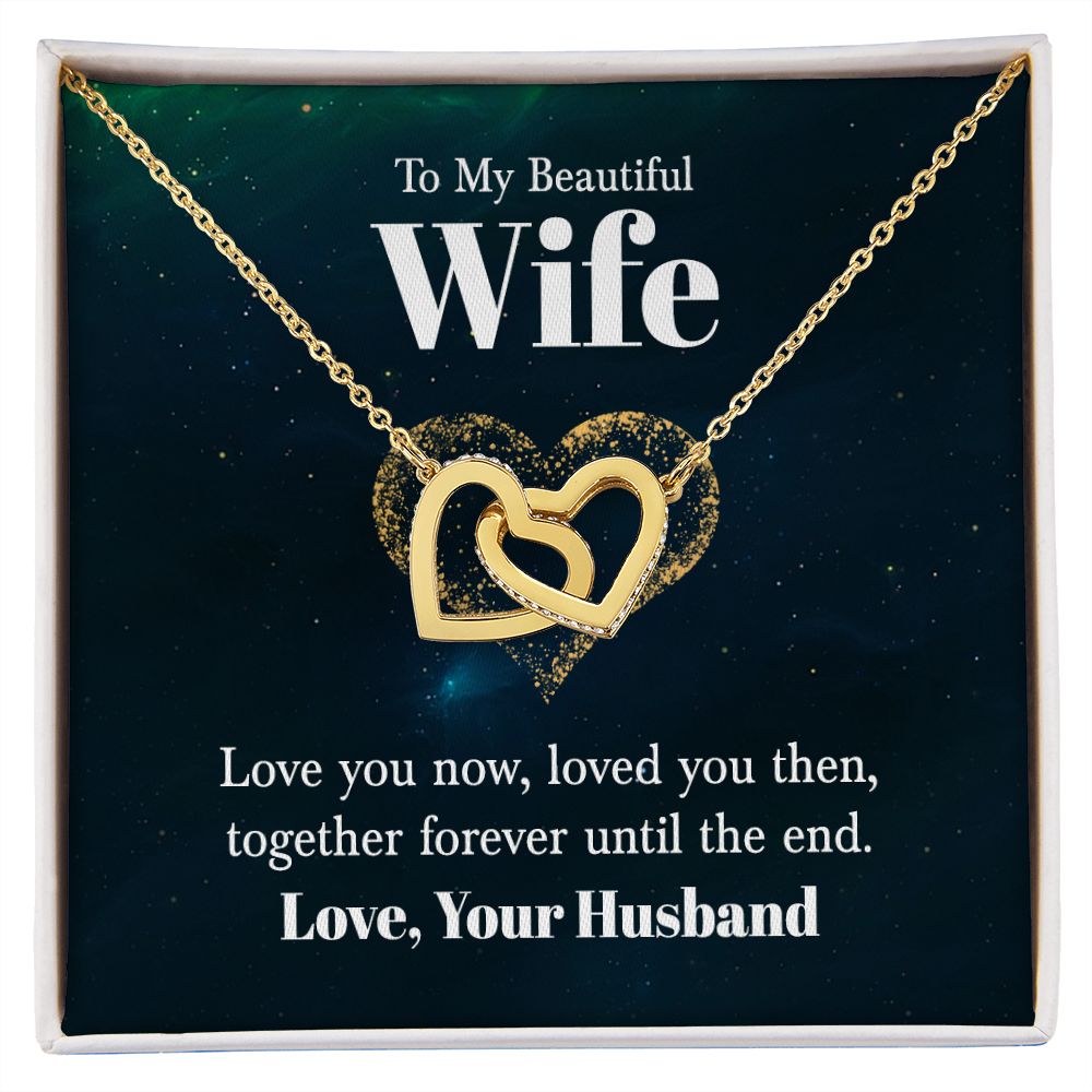 Interlocking heart, two tone necklace, To my beautiful wife, Personalized gifts, necklace